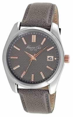 Kenneth Cole Mens Grey Leather Strap Grey Dial KC10024357 Kenneth Cole Mens Grey Leather Strap Grey Dial KC10024357