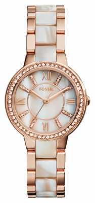 Fossil Womens Virginia Rose Gold PVD Plated ES3716 Fossil Womens Virginia Rose Gold PVD Plated ES3716