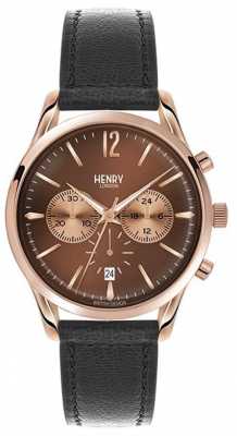 Henry London Unisex Harrow Black Leather Strap Brown Dial HL39-CS-0054 Henry London Unisex Harrow Black Leather Strap Brown Dial HL39-CS-0054