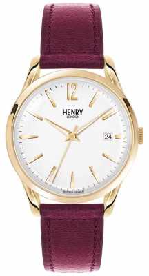 Henry London Unisex Holborn Burgundy Leather White Dial HL39-S-0064 Henry London Unisex Holborn Burgundy Leather White Dial HL39-S-0064