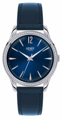 Henry London Womens Knightsbridge Blue Leather Blue Dial HL39-SS-0033 Henry London Womens Knightsbridge Blue Leather Blue Dial HL39-SS-0033