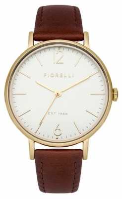 Fiorelli Womens Brown Leather Strap White Dial FO005TG Fiorelli Womens Brown Leather Strap White Dial FO005TG