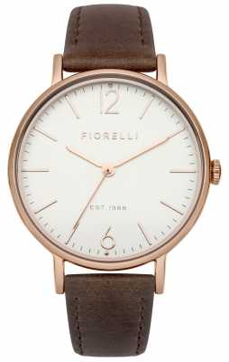 Fiorelli Womens Brown Leather Strap White Dial FO005TRG Fiorelli Womens Brown Leather Strap White Dial FO005TRG