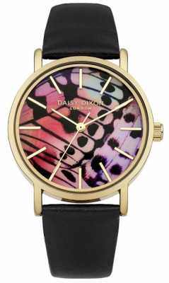 Daisy Dixon Womens Black Leather Strap Butterfly Dial DD021BG Daisy Dixon Womens Black Leather Strap Butterfly Dial DD021BG
