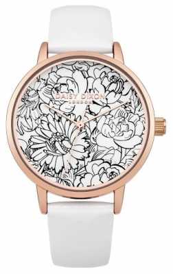 Daisy Dixon Womens White Leather Strap Floral Dial DD019WRG Daisy Dixon Womens White Leather Strap Floral Dial DD019WRG