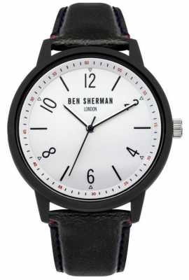 Ben Sherman Mens Black Leather Strap White Dial WB050BWB Ben Sherman Mens Black Leather Strap White Dial WB050BWB
