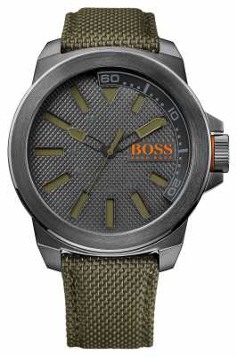 Hugo Boss Orange Mens Green Fabric Strap Grey Dial 1513009 Hugo Boss Orange Mens Green Fabric Strap Grey Dial 1513009