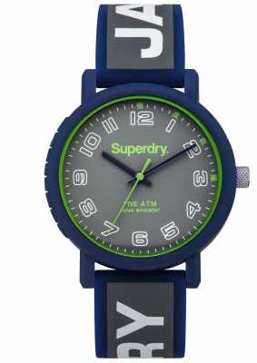 Superdry Mens Campus Blue And Grey Rubber Strap SYG196E Superdry Mens Campus Blue And Grey Rubber Strap SYG196E