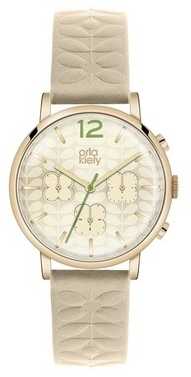 Orla Kiely Chronograph Nude Strap Gold PVD Case OK2000 Orla Kiely Chronograph Nude Strap Gold PVD Case OK2000