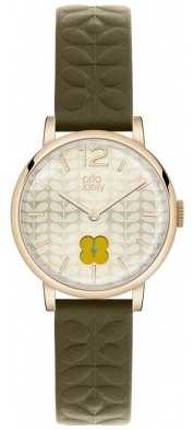 Orla Kiely Olive Green Strap Gold PVD Case OK2006 Orla Kiely Olive Green Strap Gold PVD Case OK2006