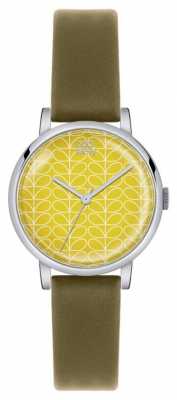 Orla Kiely Patricia Olive Leather Strap Yellow Dial OK2029 Orla Kiely Patricia Olive Leather Strap Yellow Dial OK2029