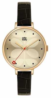 Orla Kiely Ivy Black Eather Strap OK2032 Orla Kiely Ivy Black Eather Strap OK2032