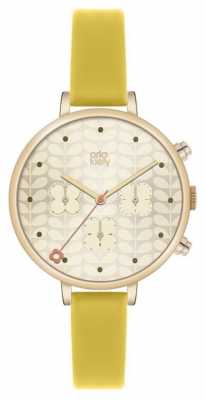Orla Kiely Ivy Chronograph Yellow Leather Strap OK2038 Orla Kiely Ivy Chronograph Yellow Leather Strap OK2038