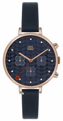 Orla Kiely Ivy Chronograph Blue Leather Strap OK2042 Orla Kiely Ivy Chronograph Blue Leather Strap OK2042