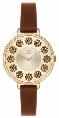 Orla Kiely Ivy Stones Brown Leather Strap OK2084 Orla Kiely Ivy Stones Brown Leather Strap OK2084