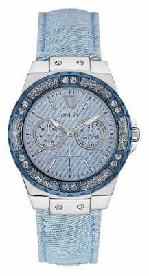 Guess Womens Limelight Blue Denim Strap W0775L1 Guess Womens Limelight Blue Denim Strap W0775L1