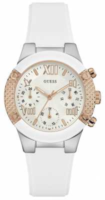 Guess Womens Rockstar White Silicone Strap W0773L1 Guess Womens Rockstar White Silicone Strap W0773L1