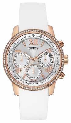 Guess Womens Sunrise White Silicone Strap W0616L1 Guess Womens Sunrise White Silicone Strap W0616L1