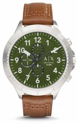 Armani Exchange Mens Light Brown Leather Strap AX1758 Armani Exchange Mens Light Brown Leather Strap AX1758