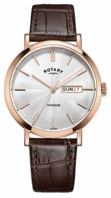 Rotary Mens Brown Leather Strap Rose Gold Plated GS05304/02 Rotary Mens Brown Leather Strap Rose Gold Plated GS05304/02