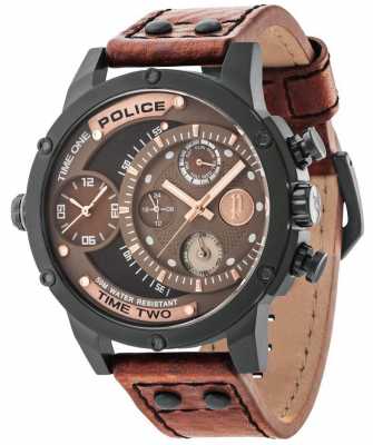 Police Brown Leather Strap Brown Black Dial 14536JSB/12A Police Brown Leather Strap Brown Black Dial 14536JSB/12A