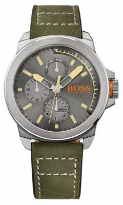 Hugo Boss Orange Mens Green Leather Strap Grey Dial 1513318 Hugo Boss Orange Mens Green Leather Strap Grey Dial 1513318