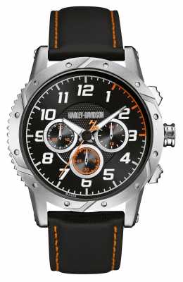 Harley Davidson Mens Leather Strap Black Chronograph Dial 76B171 Harley Davidson Mens Leather Strap Black Chronograph Dial 76B171