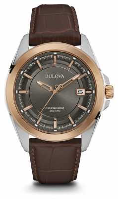 Bulova Mens Brown Strap Grey Dial Rose Gold Case 98B267 Bulova Mens Brown Strap Grey Dial Rose Gold Case 98B267