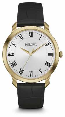 Bulova Mens Black Leather Strap White Dial 97A123 Bulova Mens Black Leather Strap White Dial 97A123