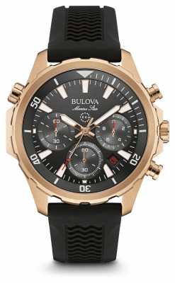 Bulova Mens Black Rubber Strap Grey Dial 97B153 Bulova Mens Black Rubber Strap Grey Dial 97B153