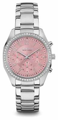 Caravelle New York Womens Silver Strap Pink Chronograph Dial 43L191 Caravelle New York Womens Silver Strap Pink Chronograph Dial 43L191