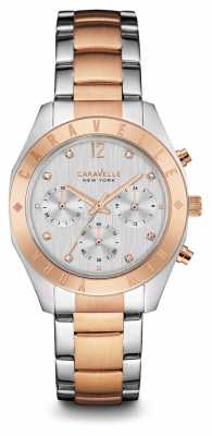 Caravelle New York Womens Two Tone Strap Silver Chronograph Dial 45L156 Caravelle New York Womens Two Tone Strap Silver Chronograph Dial 45L156
