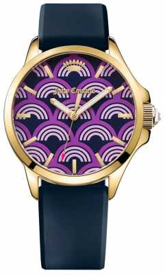 Juicy Couture Womens Black Leather Strap Patterned Dial 1901389 Juicy Couture Womens Black Leather Strap Patterned Dial 1901389