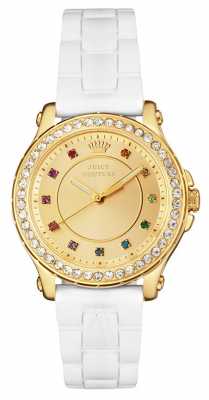 Juicy Couture Womens White Strap Gold Dial Gold Case 1901238 Juicy Couture Womens White Strap Gold Dial Gold Case 1901238