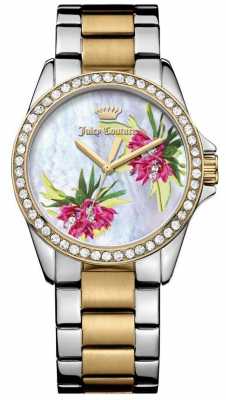 Juicy Couture Womens Two Tone Strap Flower Dial 1901425 Juicy Couture Womens Two Tone Strap Flower Dial 1901425