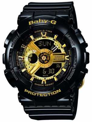 Casio Baby G Black And Gold Alarm Chronograph BA-110-1AER Casio Baby G Black And Gold Alarm Chronograph BA-110-1AER