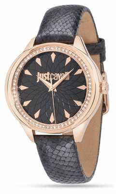 Just Cavalli Womens Black Leather Watch R7251571501 Just Cavalli Womens Black Leather Watch R7251571501