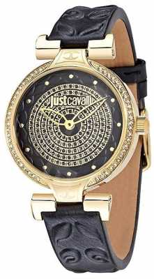 Just Cavalli Womens Black Leather Watch R7251579503 Just Cavalli Womens Black Leather Watch R7251579503