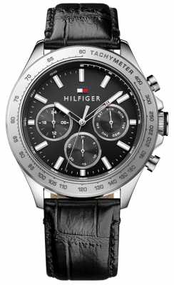 Tommy Hilfiger Mens Hudson Black Leather Strap 1791224 Tommy Hilfiger Mens Hudson Black Leather Strap 1791224