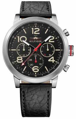 Tommy Hilfiger Mens Jake Black Leather Strap Black Dial 1791232 Tommy Hilfiger Mens Jake Black Leather Strap Black Dial 1791232