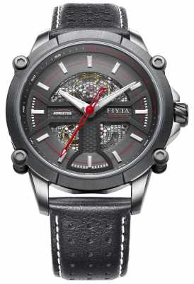 FIYTA Mens Black Leather Strap Round Black Dial WGA866001.CBB FIYTA Mens Black Leather Strap Round Black Dial WGA866001.CBB