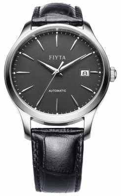 FIYTA Mens Black Leather Strap Grey Dial WGA1010.WHB FIYTA Mens Black Leather Strap Grey Dial WGA1010.WHB
