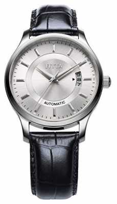 FIYTA Mens Black Leather Strap Round Silver Dial GA8426.WWB FIYTA Mens Black Leather Strap Round Silver Dial GA8426.WWB