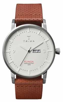 Triwa Unisex Klinga Brown Leather Strap White Dial KLST101-CD010212 Triwa Unisex Klinga Brown Leather Strap White Dial KLST101-CD010212