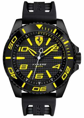 Scuderia Ferrari Mens Black Strap Black Dial Yellow Detail 0830307 Scuderia Ferrari Mens Black Strap Black Dial Yellow Detail 0830307
