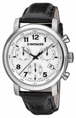 Wenger Mens Classic Silver Dial Black Leather Strap 01.1043.109 Wenger Mens Classic Silver Dial Black Leather Strap 01.1043.109