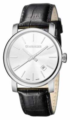 Wenger Mens Urban Vintage Silver Dial Leather Strap 01.1041.122 Wenger Mens Urban Vintage Silver Dial Leather Strap 01.1041.122