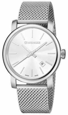 Wenger Mens Urban Vintage Silver Dial Silver Strap 01.1041.121 Wenger Mens Urban Vintage Silver Dial Silver Strap 01.1041.121