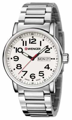 Wenger Mens Attitude White Dial Steel Strap 01.0341.102 Wenger Mens Attitude White Dial Steel Strap 01.0341.102