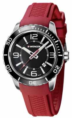 Wenger Mens Roadster Black Dial Red Silicone Strap 01.0851.116 Wenger Mens Roadster Black Dial Red Silicone Strap 01.0851.116